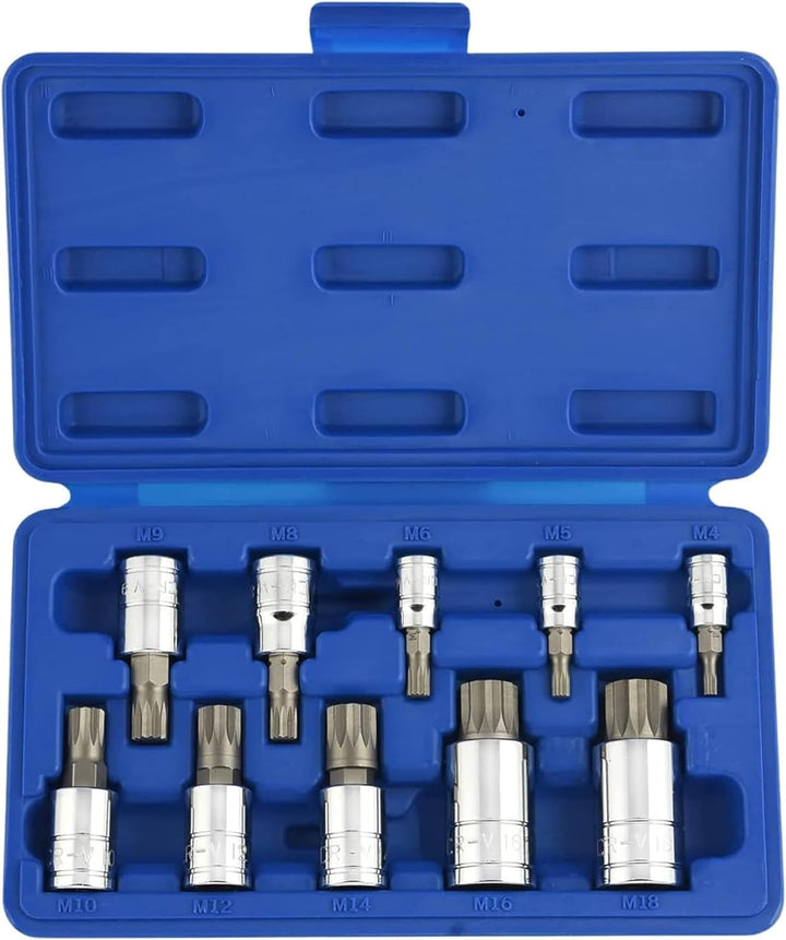 Neiko® 10056 A XZN dreifache quadratisch Bit Stecknuss Vielzahn Set, S2-Stahl | 10-teilig