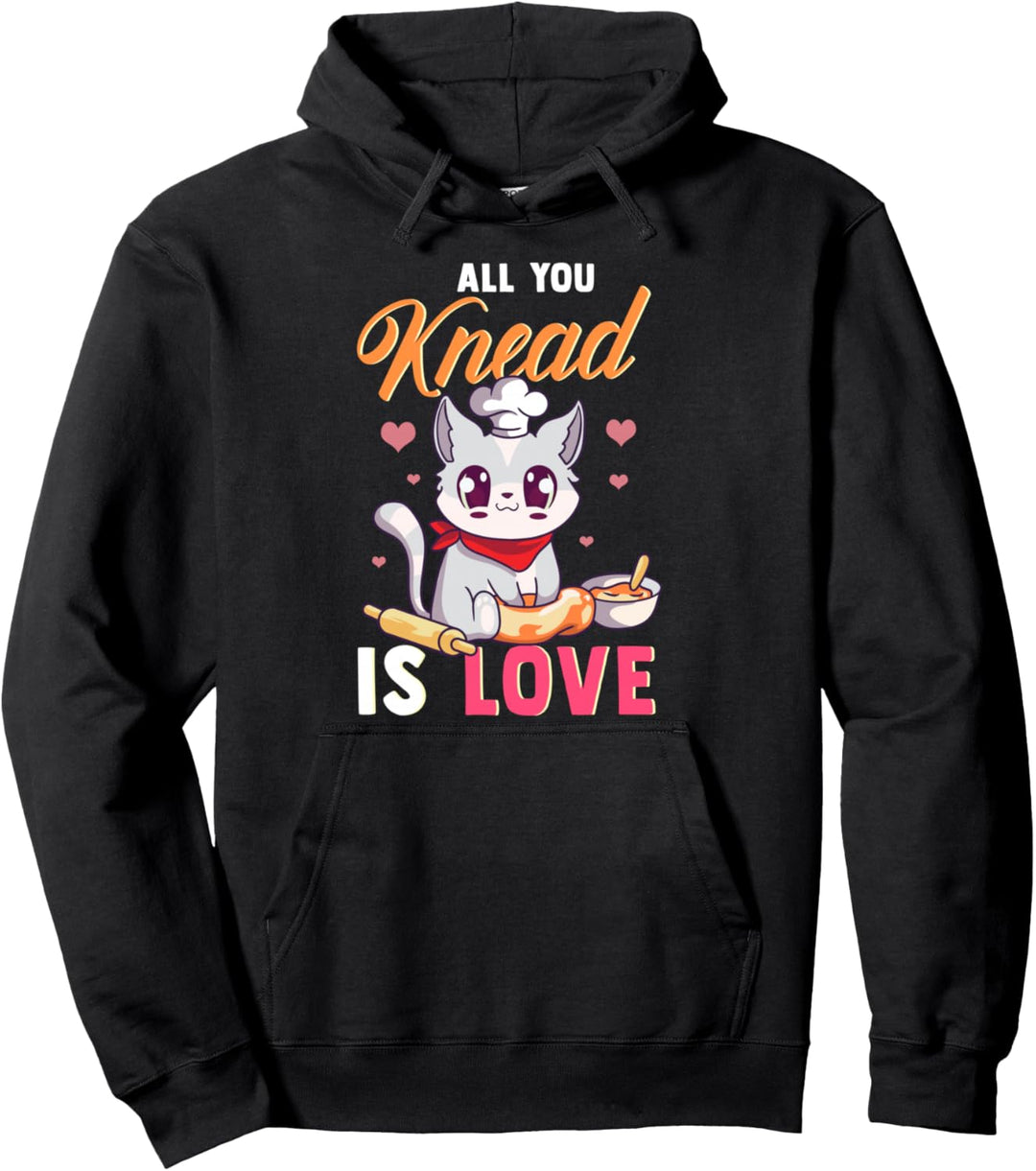 Cute & Funny All You Knead Is Love Cat Kneading Pun Pullover Hoodie