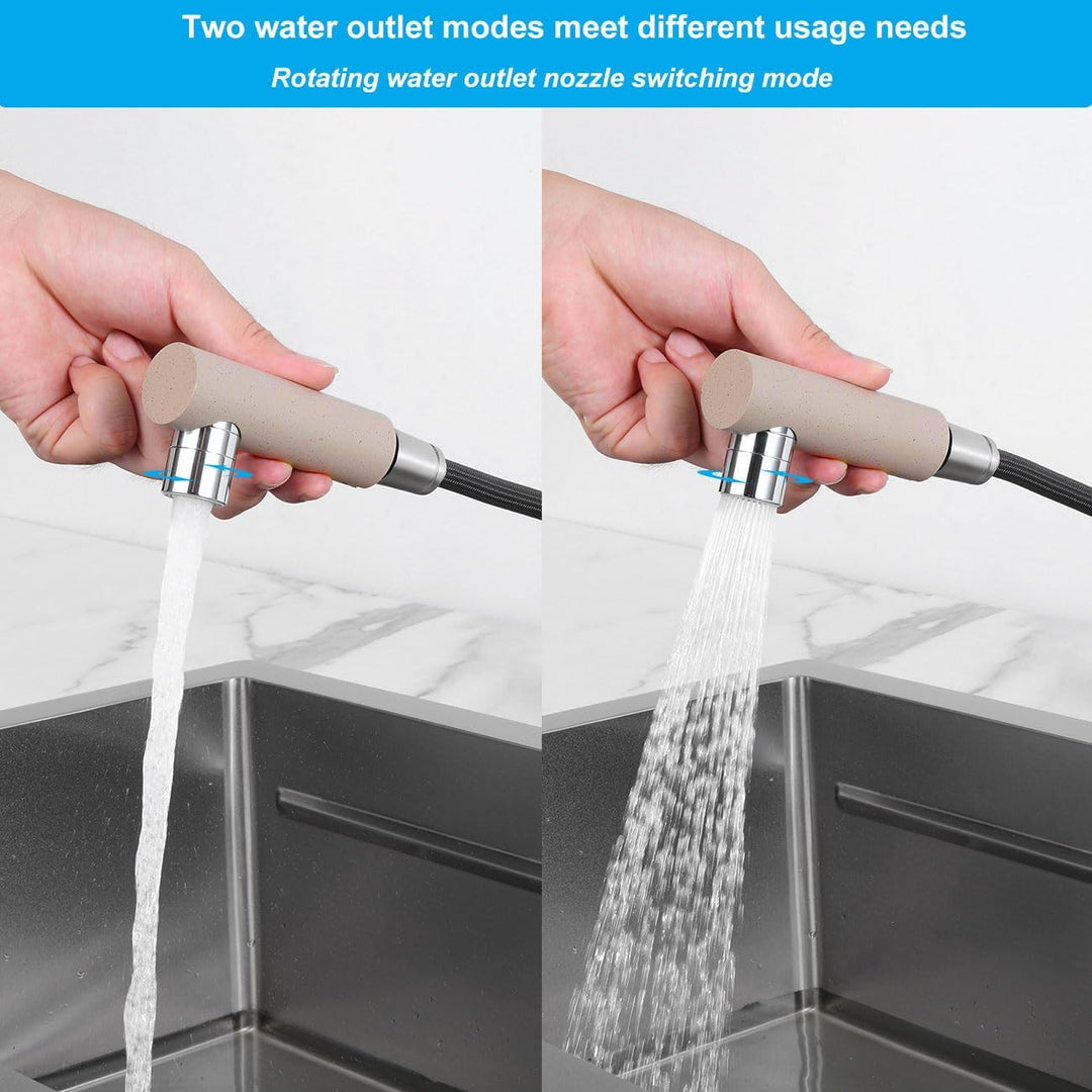 Wasserhahn Küche Weizenfarbe Ausziehbar, Hochdruck Küchenarmatur mit 2 Strahlarten, 150° Drehbare Mi