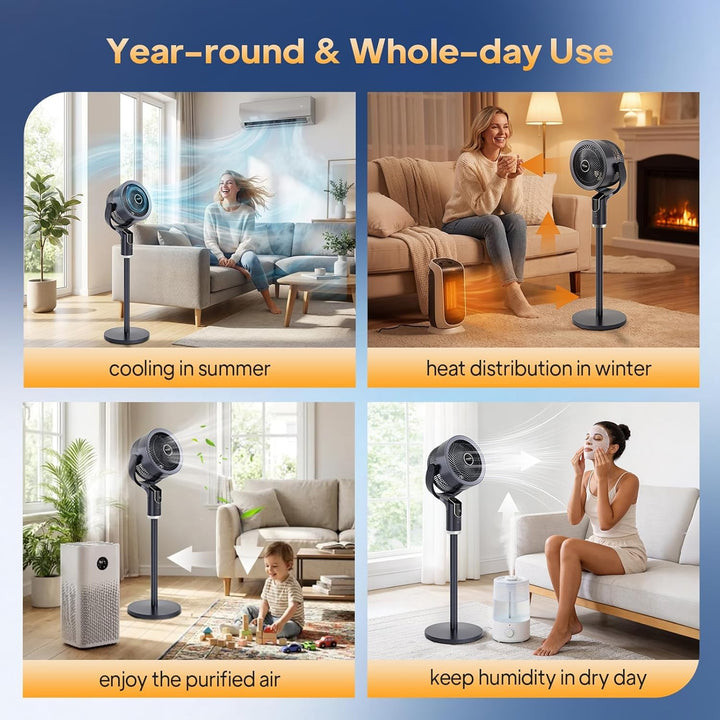 Bonnlo 3 in 1 Standventilator mit Fernbedienung & 9H-Timer, Ventilator Leise mit 8 Windstufen, 3 Mod