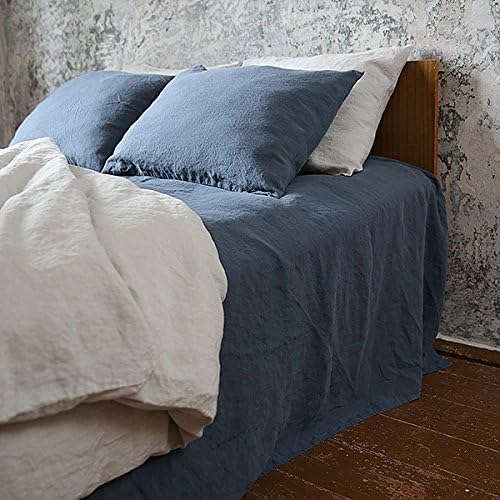 LinenMe Vorgewaschenes Blau Leinen-Bettlaken