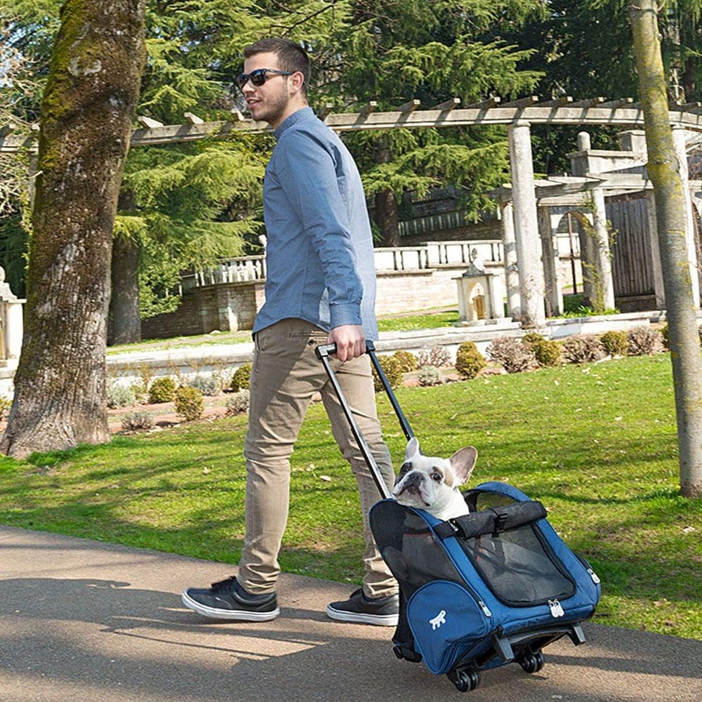 Transportbox für Kleine Hunde und Katzen Trolley mit Rollen, Rucksack für Kleine Hunde Katzen, Teles