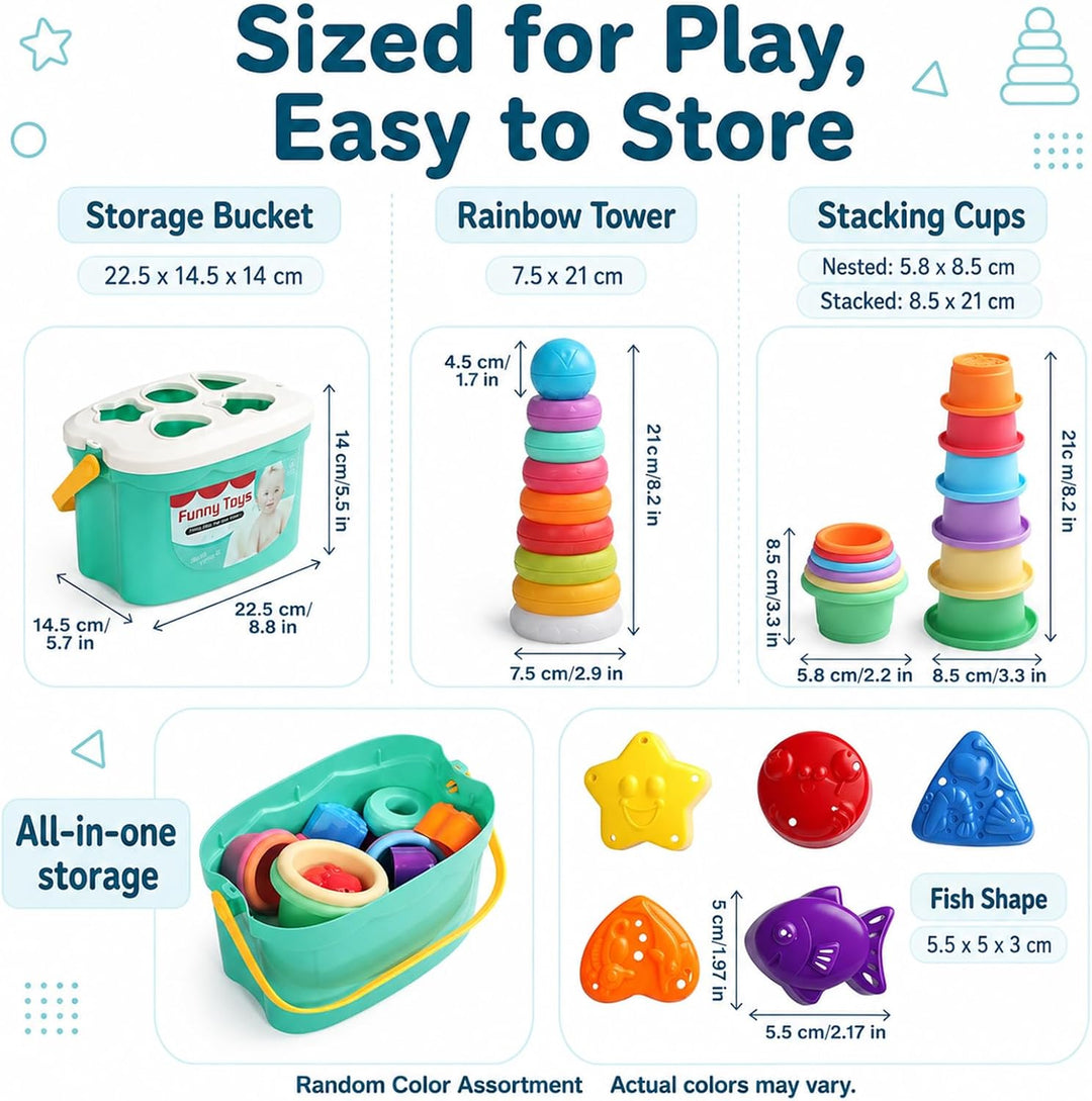 Montessori Stapelturm ab 6 Monate, 3-in-1 Sortier- &amp; Stapelspielzeug | 20 Teile zum Sortieren, Stape