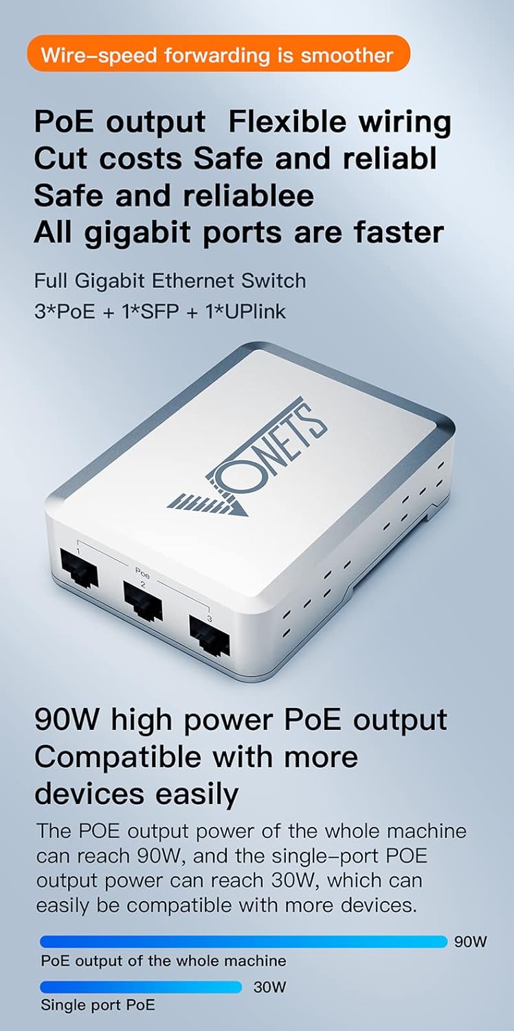 VONETS Industrial PoE Gigabit Switch Gigabit Ethernet Netzwerk Switch Ethernet RJ45 Splitter Extende