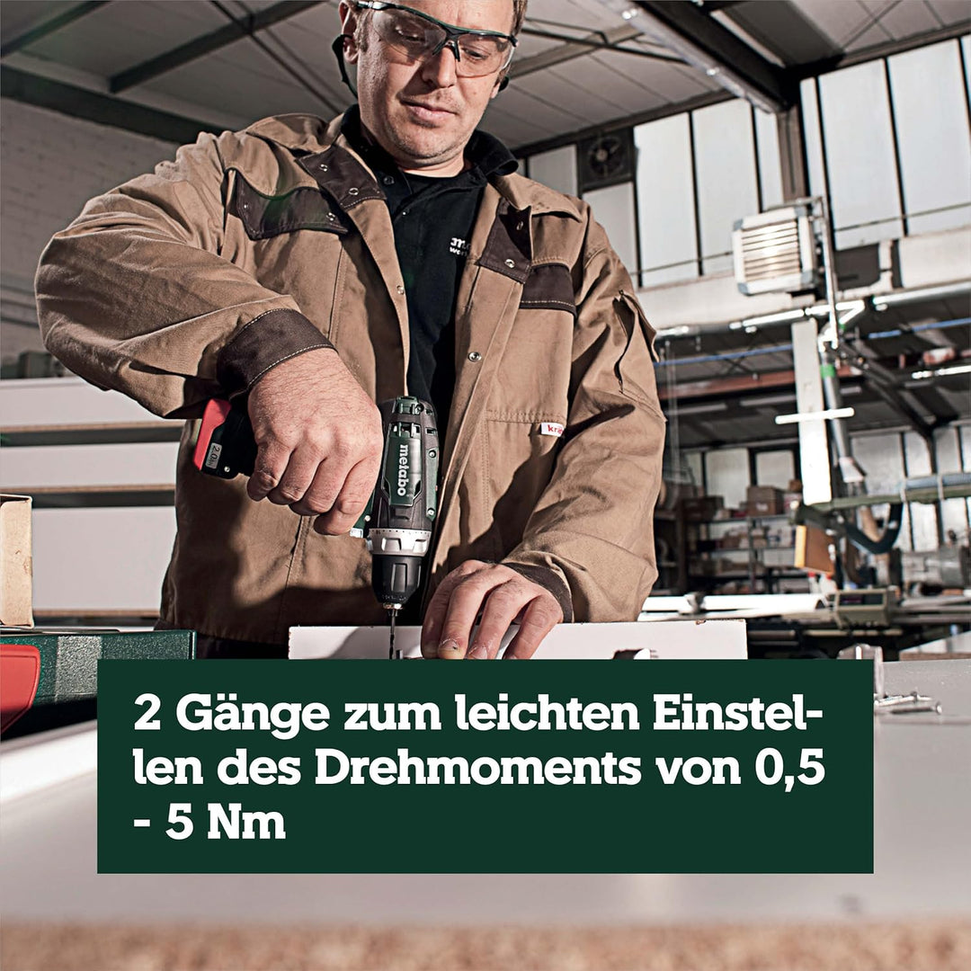 Metabo Akku-Bohrschrauber PowerMaxx BS Basic Set – 600080880 – 12 V – Mobile Werkstatt mit kompaktem