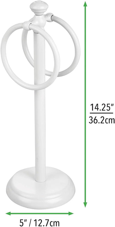 mDesign Handtuchhalter für den Waschtisch – freistehender Handtuchständer mit 2 Ringen für kleine Gä
