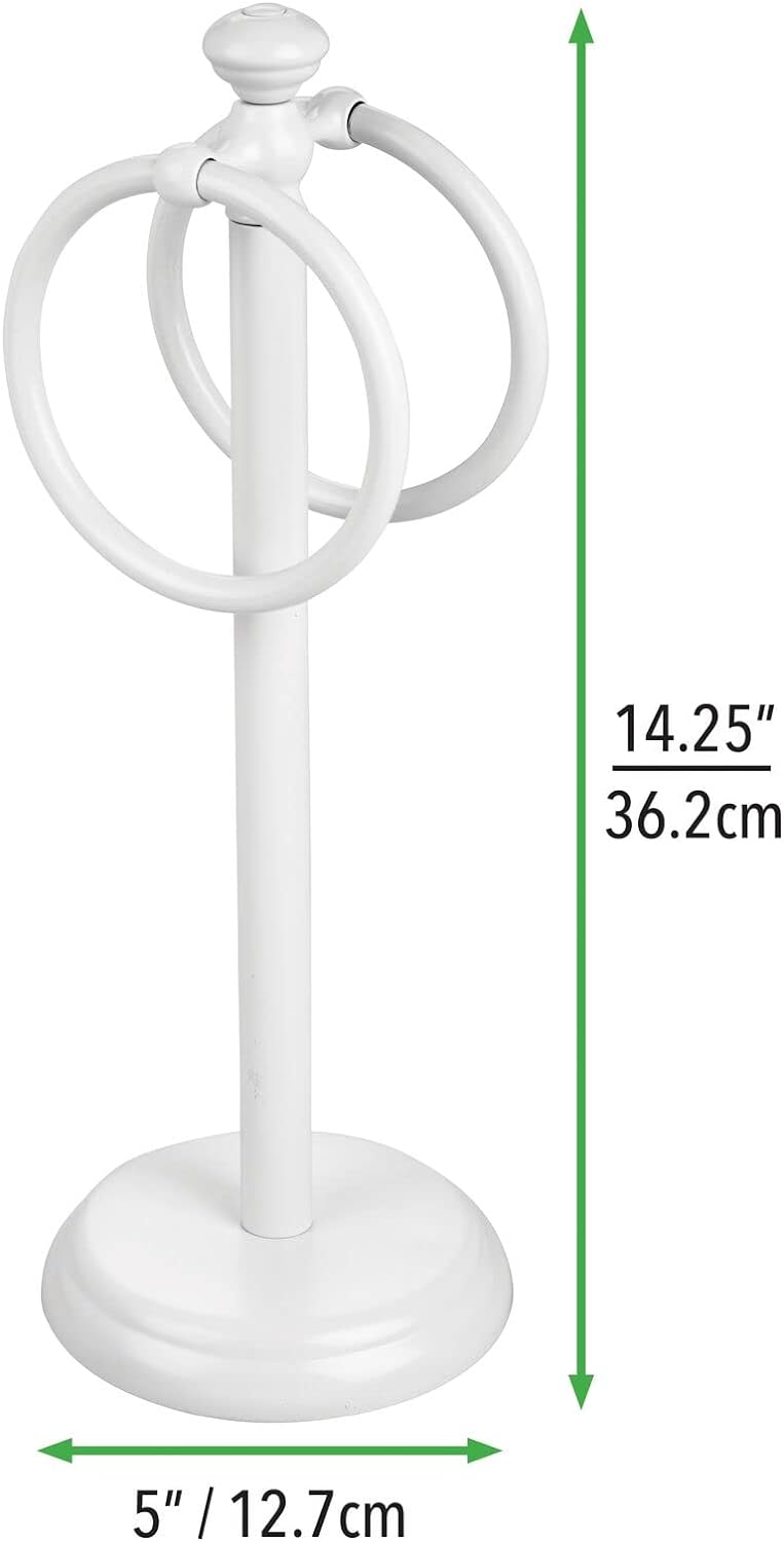 mDesign Handtuchhalter für den Waschtisch – freistehender Handtuchständer mit 2 Ringen für kleine Gä