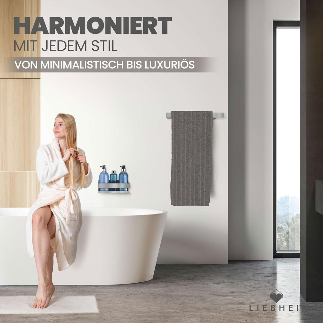 LIEBHEIM Handtuchhalter ohne Bohren - TESA Montage Klebeband & extra grosse Klebefläche - Handtuchst