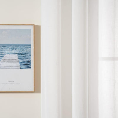 MIULEE 2er Set Voile Vorhang Sheer Leinenvorhang mit Ösen Transparente Leinen Optik Gardine Ösenscha