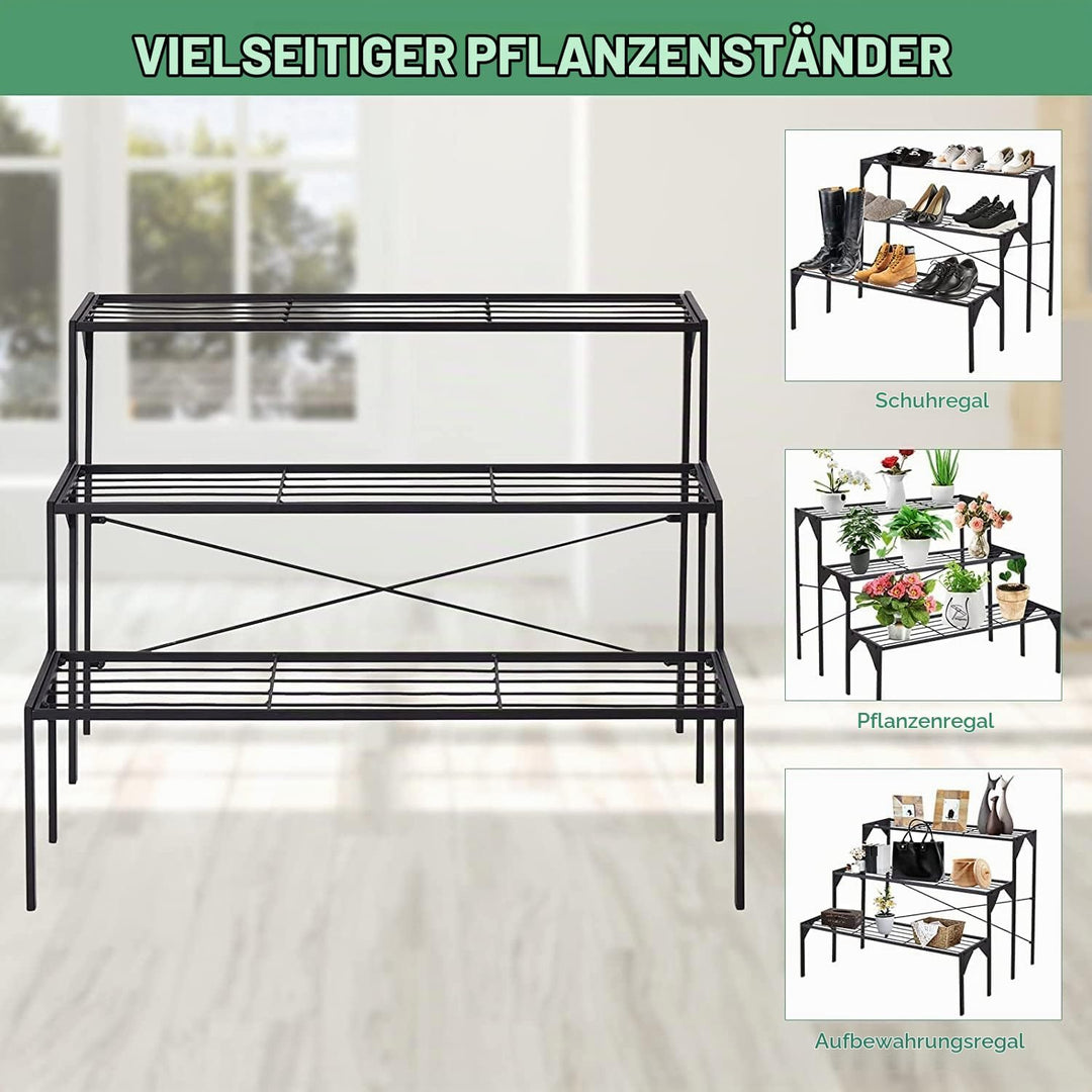 RELAX4LIFE Blumentreppe 3-stufig, Blumenregal Metall, Blumenständer mit 3 Ebenen, Pflanzenständer Fr