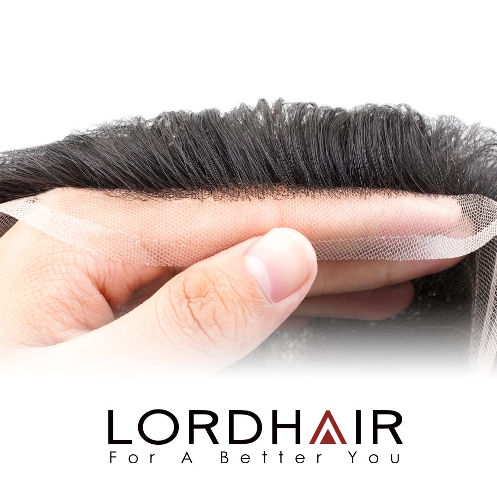 Lordhair Toupet Human Hair Herrenperücke, Französische Spitze Webart, 20 x 25 cm, Leichtes Haarersat