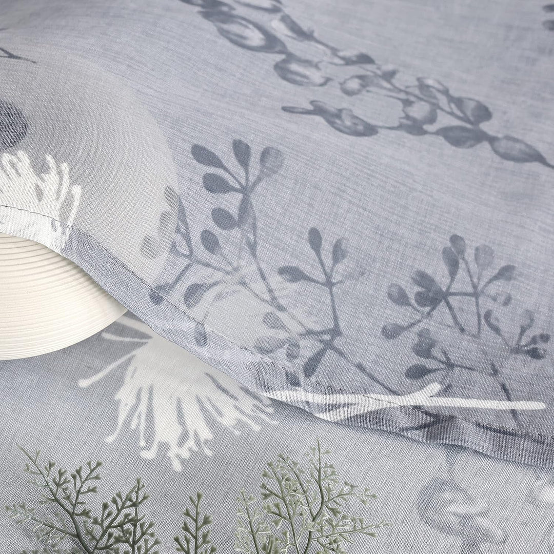 Delien Raffrollo Leinenoptik Transparente Rollos Landhaus Küche Gardine Modern Raffgardine mit Blume