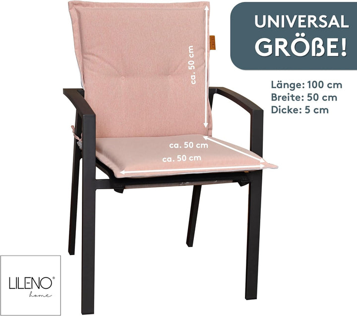 LILENO HOME Gartenstuhl Auflagen [1er Set - Niedriglehner] in Pfirsich - Bequeme Liegen als Sitzaufl
