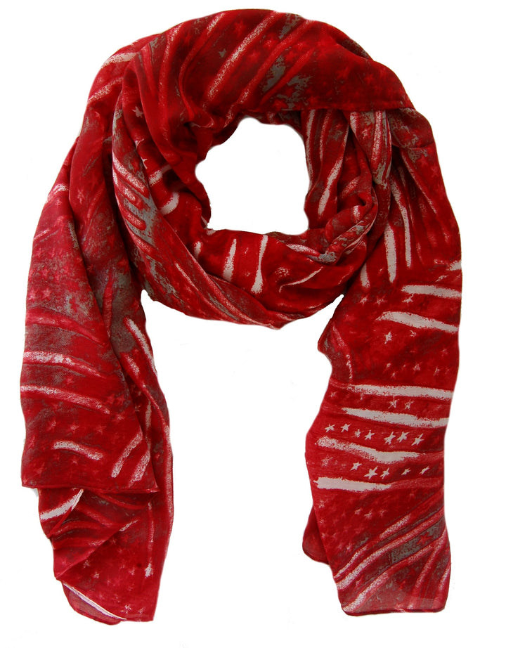 Striessnig Wien – Rotes Damen Halstuch, elegantes Schaltuch, grosse Stola, mit weissen Sternen und S