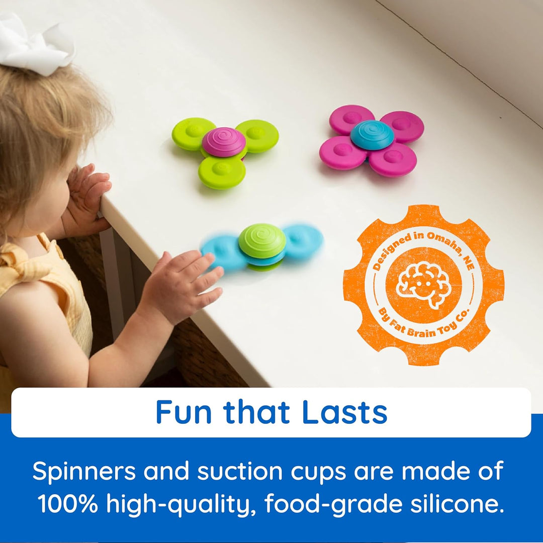 Fat Brain Whirly Squigz, Kids Preschool Toy, Spinning and Stacking Toy with Suction, Toy Building Se