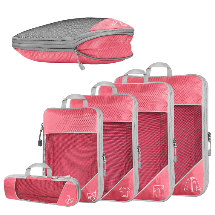 5-teilig Kompressions Packwürfel Set für Reisen, Compression Packing Cube zur Organisation Ihres Rei