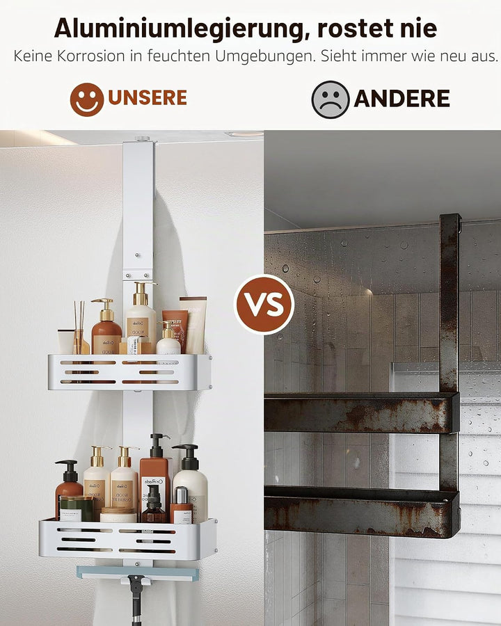 Orimade Duschablage zum Hänge Aluminium-Duschregal zum Hängen, Verstellbare Duschkorb ohne Bohren,2