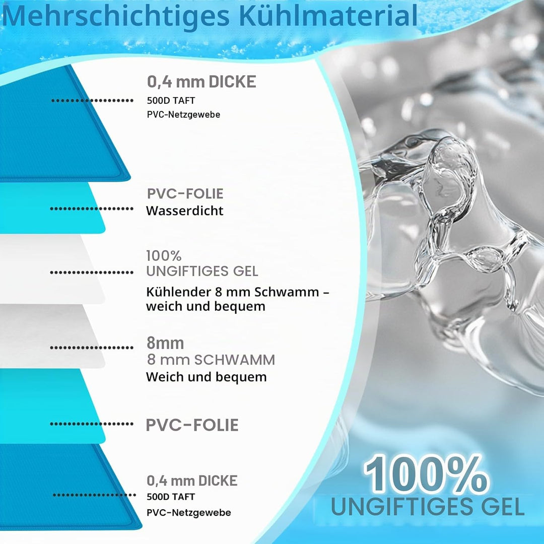 Kühlmatte Hunde – 90 * 50 cm Kühlmatte für Hund und Katze mit Ungiftiges Gel, Selbstkühlende Kaltgel