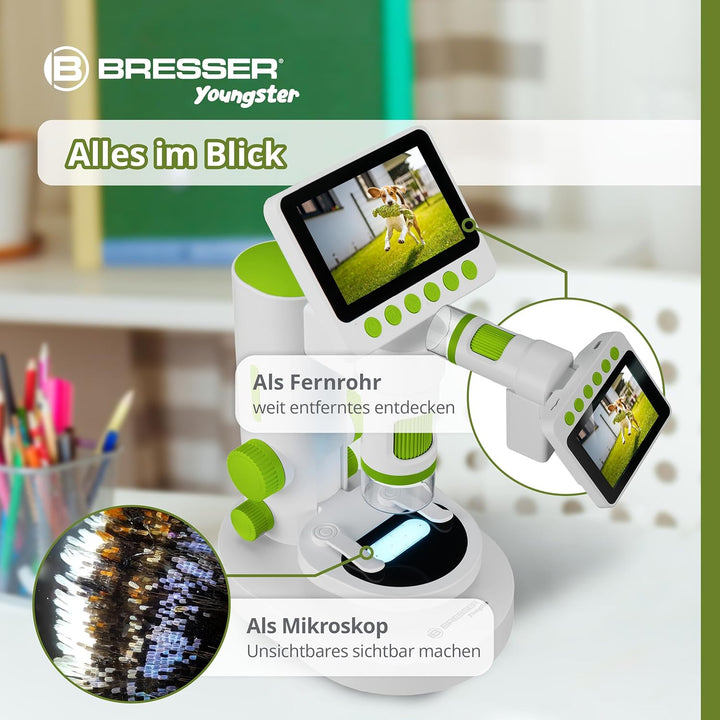 Bresser Youngster LCD-Mikroskop digitales Kinder-Mikroskop 3,5" Display 11,4x-129,8X Vergrösserung 4