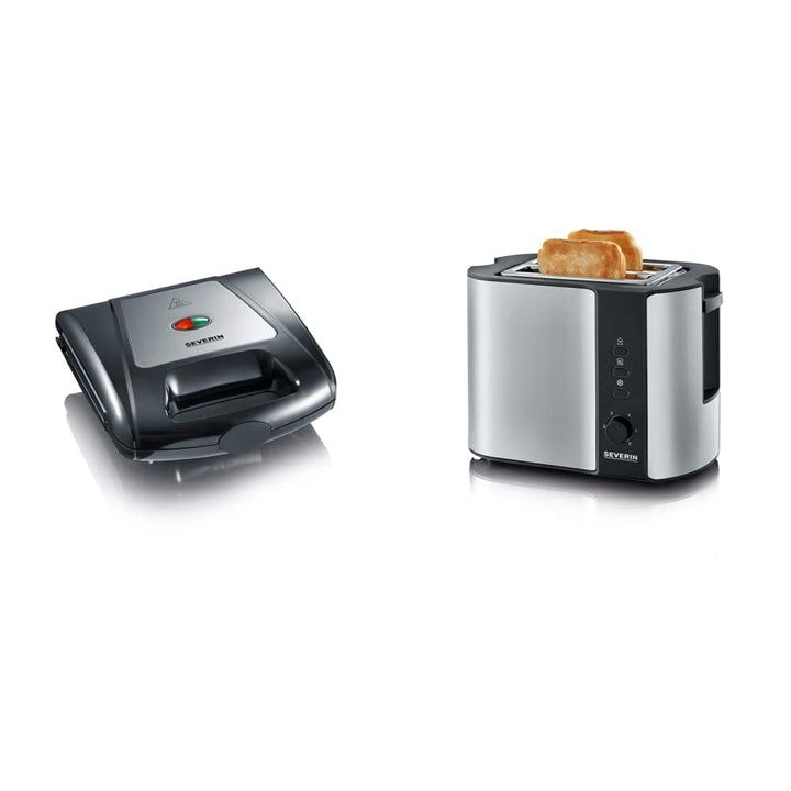 SEVERIN Sandwich-Toaster, 3-in-1 Funktion, 1.000 W, SA 2968, EDS-geb./ schwarz & Automatik-Toaster,