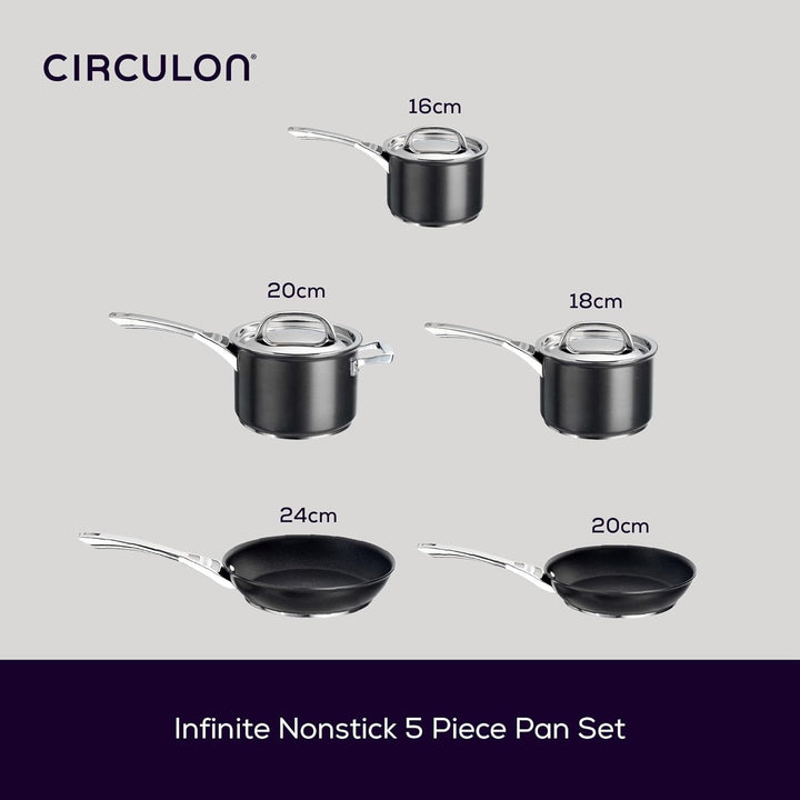Circulon Infinite topfset induktion 5 teilig - Antihaft-Töpfe und kochtopf set mit Edelstahldeckeln