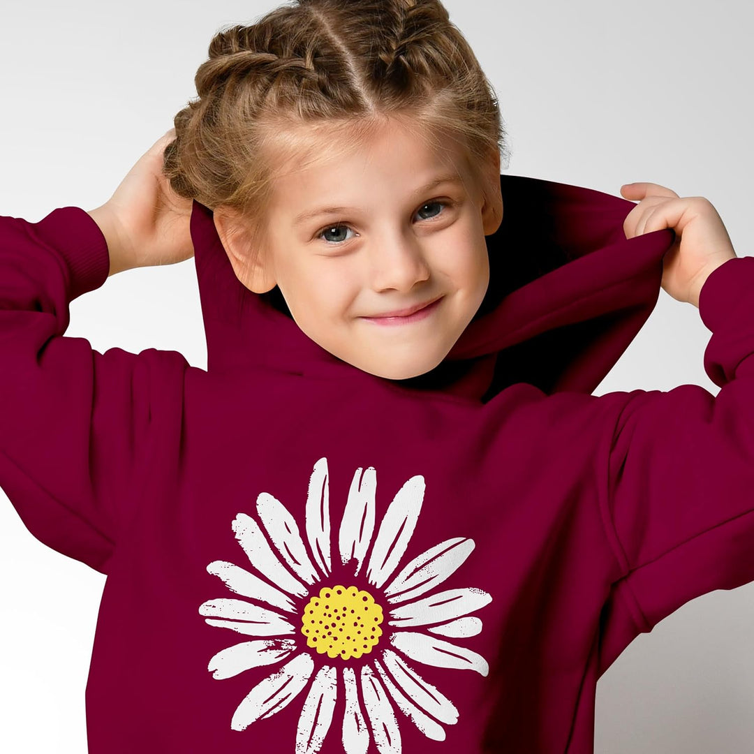 Neverless® Kinder Hoodie Mädchen Blumen Aufdruck Kapuzenpullover Sweatshirt Kapuze 140 Bordeauxrot,
