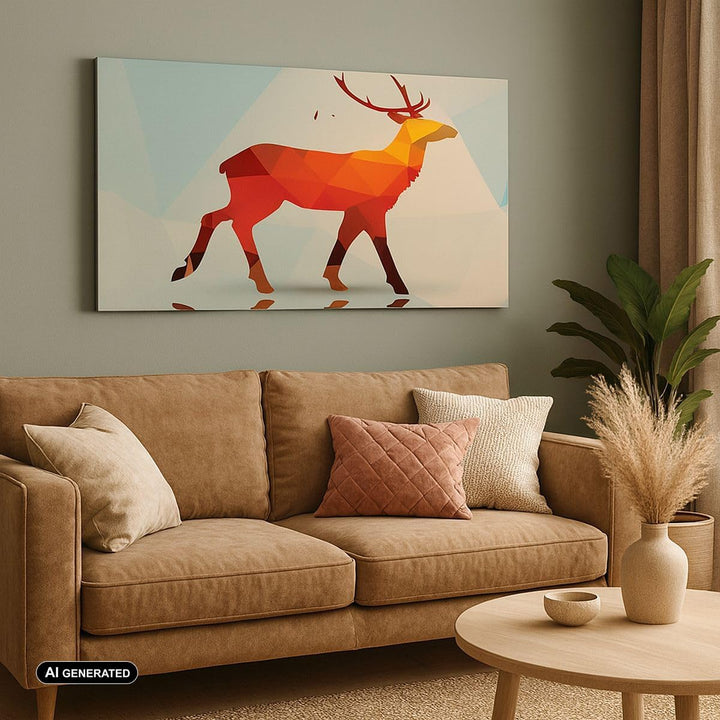 ARTTOR Wandbilder Dekoration Wohnzimmer Hirsch Illustration modern Grafik Bilder auf Leinwand 120x50