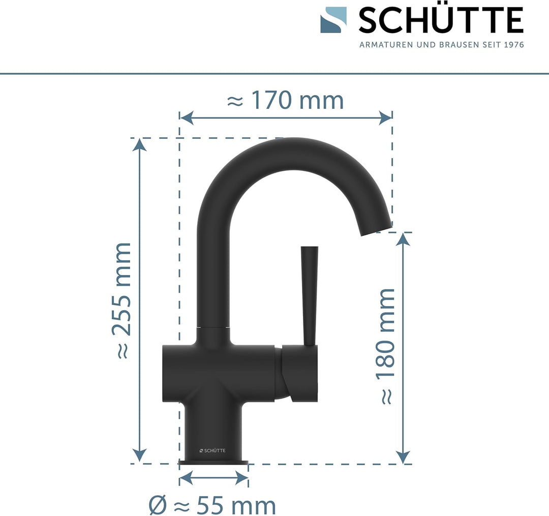 SCHÜTTE 79016 Waschtischarmatur CORNWALL mit hohem Auslauf, Wasserhahn für das Bad mit Pop-Up Exzent