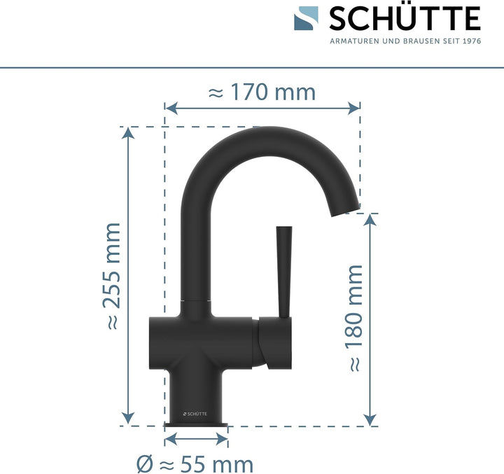 SCHÜTTE 79016 Waschtischarmatur CORNWALL mit hohem Auslauf, Wasserhahn für das Bad mit Pop-Up Exzent