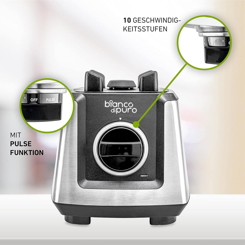 Bianco primo schwarz Hochleistungs-Mixer/Standmixer + Stampfer (Smoothie Maker mit 28000 Umdrehungen