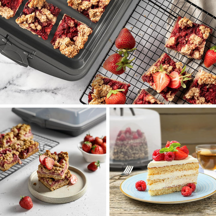 Hausfelder Kuchen Transportboxen Set (Vorteilspack - 1x rund, 1x rechteckig für Blechkuchen, 1x rech