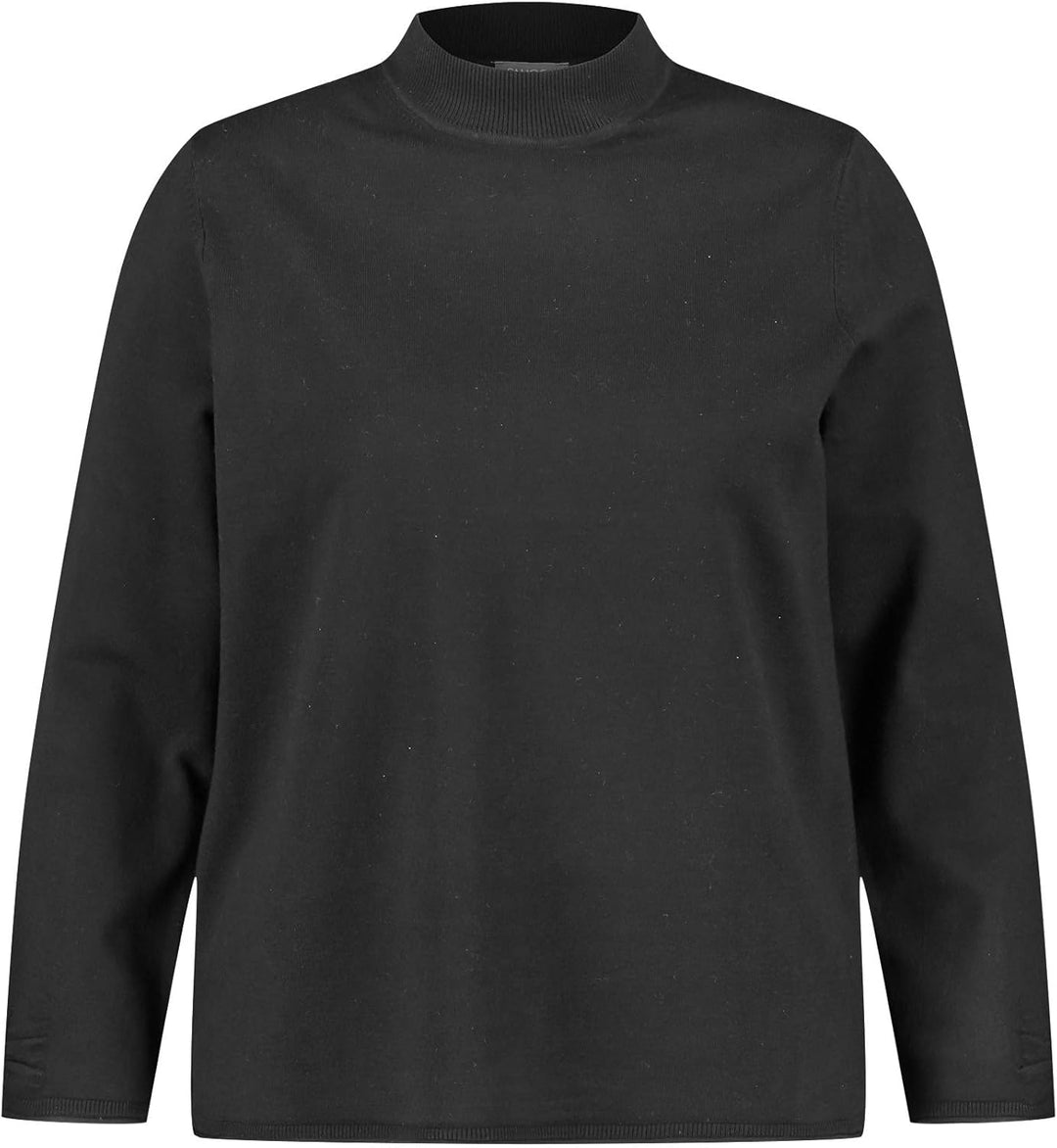 Samoon Damen Pullover mit Turtleneck Langarm unifarben 42 Grosse Grössen Schwarz, 42 Grosse Grössen