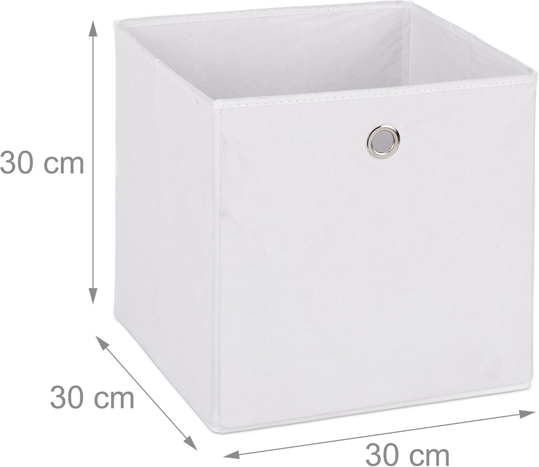 Relaxdays Aufbewahrungsbox 4er Set, Faltbare Regalboxen, HxBxT: 30 x 30 x 30 cm, Grifflöcher, Faltbo