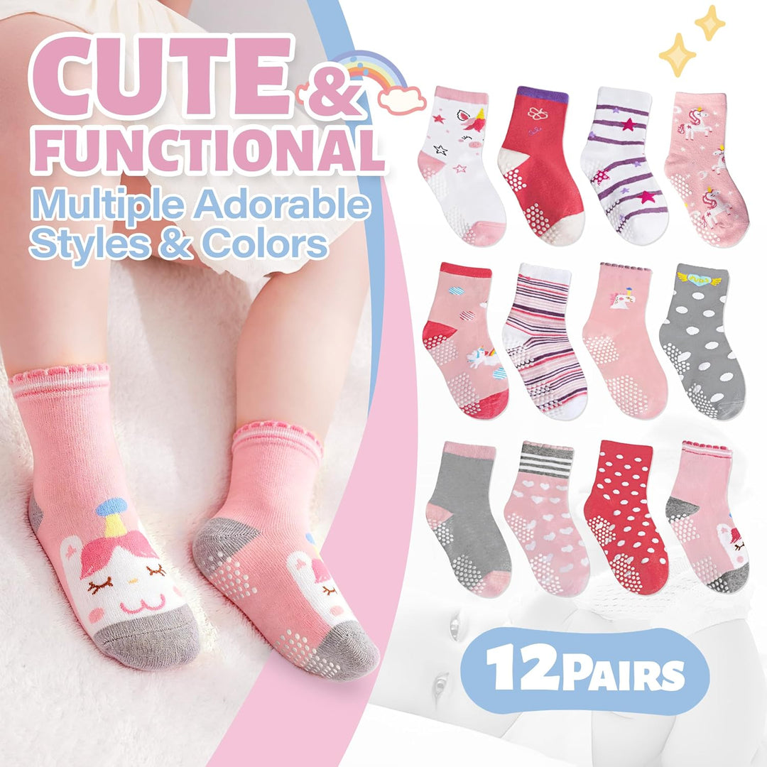ANTSANG Stoppersocken Kinder Baby Mädchen Socken Anti Rutsch / Rutschfeste Socken Baumwolle Antiruts