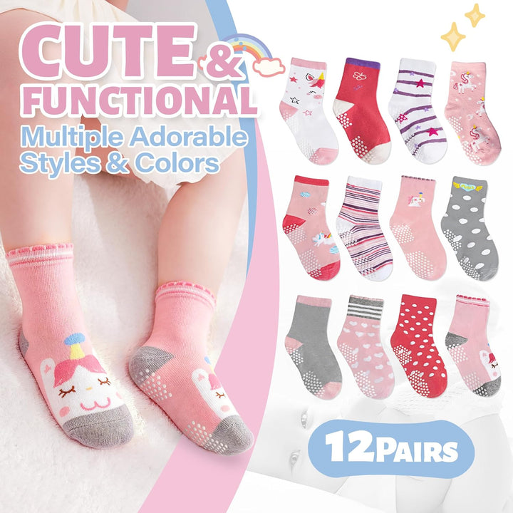 ANTSANG Stoppersocken Kinder Baby Mädchen Socken Anti Rutsch / Rutschfeste Socken Baumwolle Antiruts