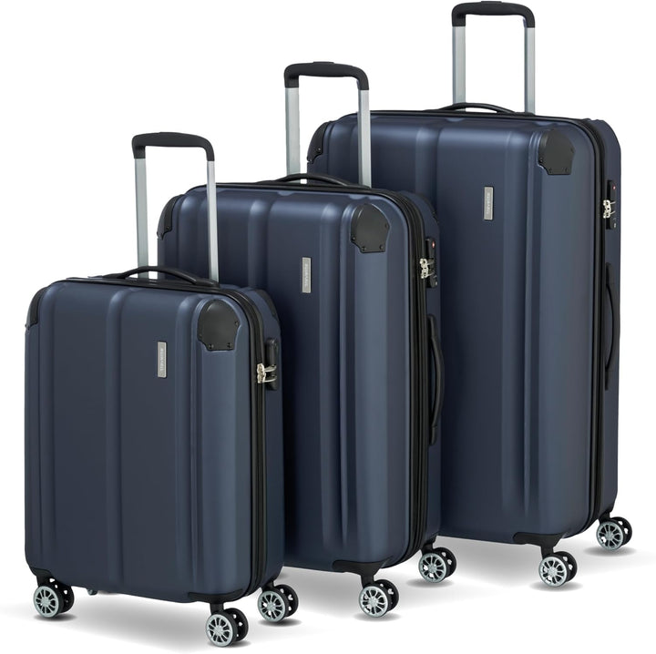 Travelite 4-Rad Koffer Set Grössen L/M/S mit TSA Schloss + Dehnfalte (ausser Grösse S), Gepäck Serie