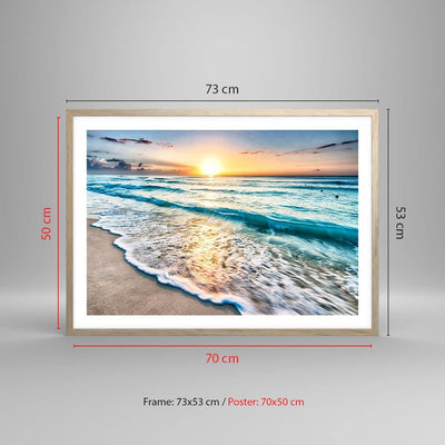 Wandposter Art Prints 70x50cm Poster Rahmen helle Eiche Meer Welle Strand Küche Wanddeko Bild Wand K