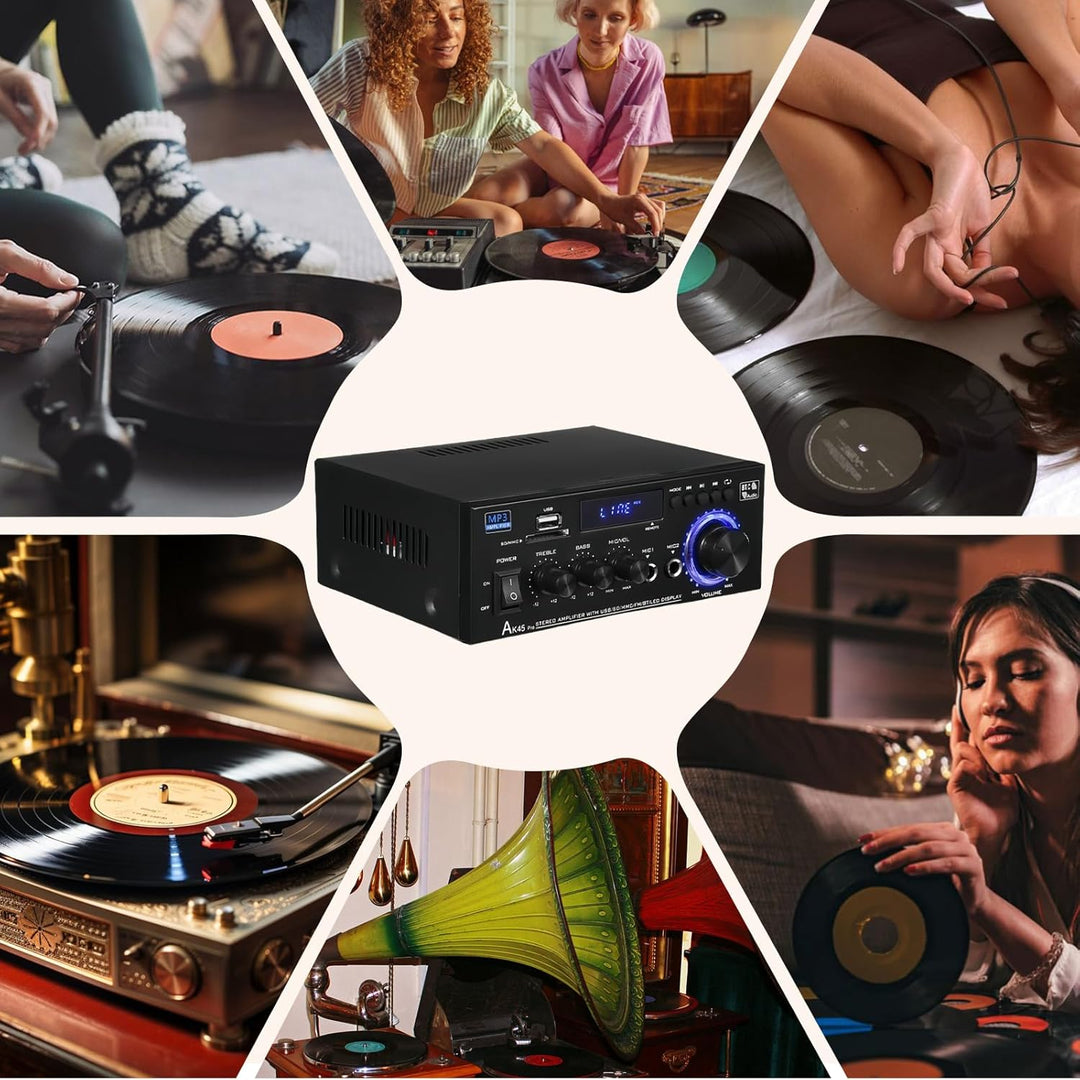 AK45 HiFi Verstärker Mini Stereo Bluetooth Radio Audio Verstärker Receiver, 12V/ 240V 2.0 Kanäle 40W