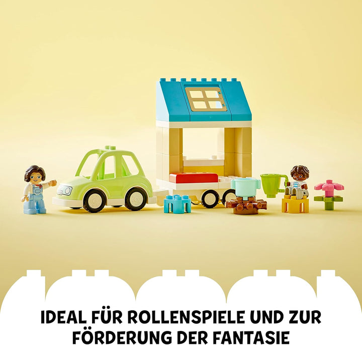 LEGO 10986 DUPLO Zuhause auf Rädern, Spielzeugauto mit grossen Steinen, Figuren und Spielzeugauto fü
