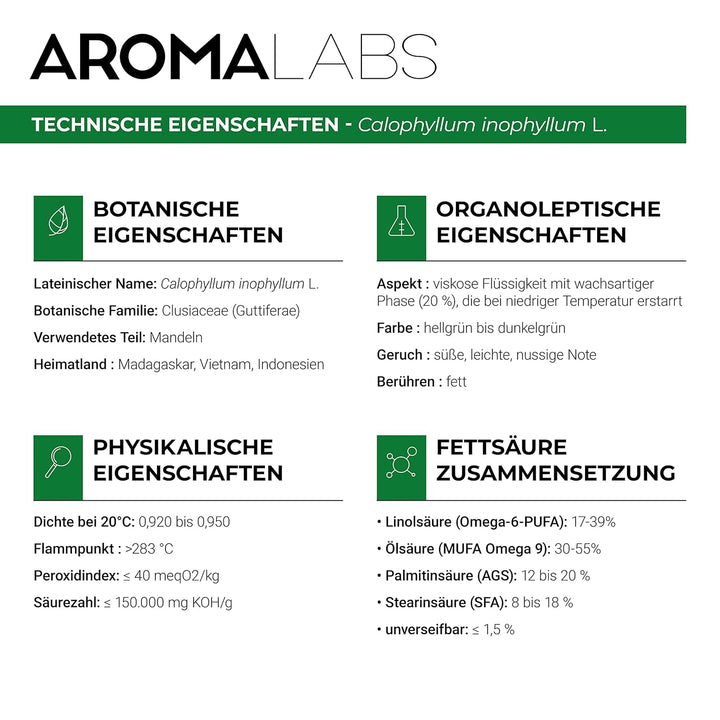 Bio Tamanuöl (Calophyllum inophyllum L) – kaltgepresst & unraffiniert – 100% reines Pflanzenöl – 250