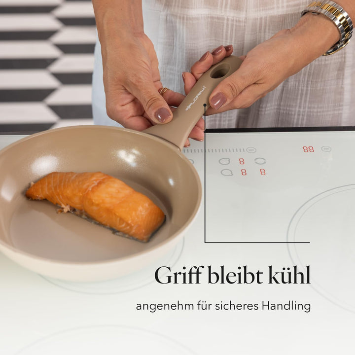 FLORINA Schmiedaluminium Pfanne MOKKA | Bratpfanne 20 cm mit Keramikbeschichtung | Für Induktions-,
