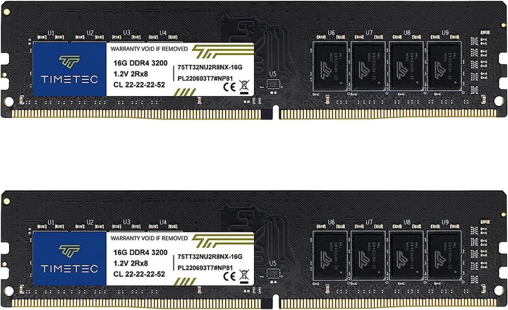 Timetec Premium 32GB KIT(2x16GB) DDR4 3200 MHz PC4-25600 CL16 1,35 V Nicht-ECC ungepuffert Entwickel