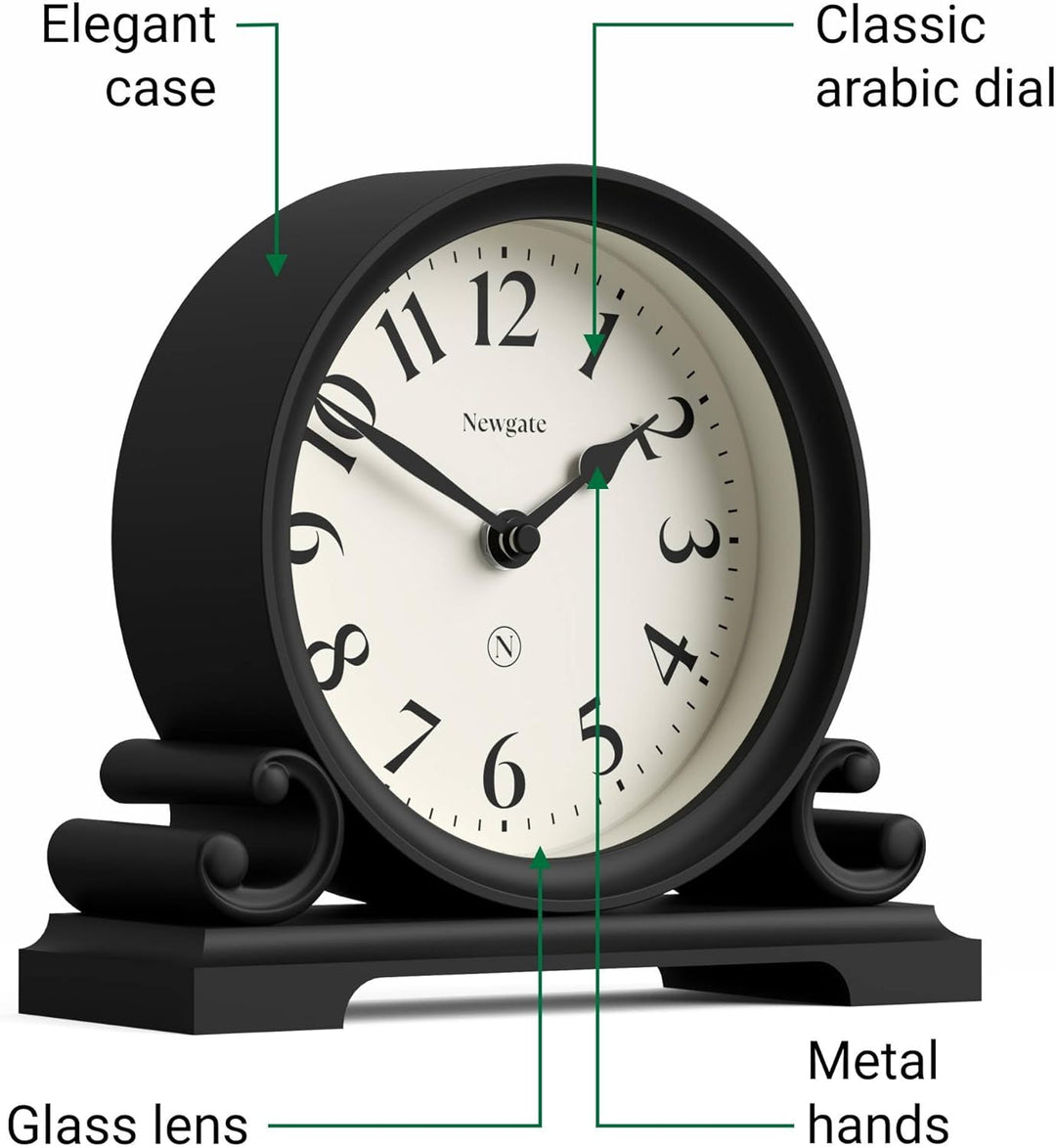 NEWGATE® Divisadero Kaminsims Uhr | Traditionelles doppelschnecken Design | Schwarz | Klassischer St
