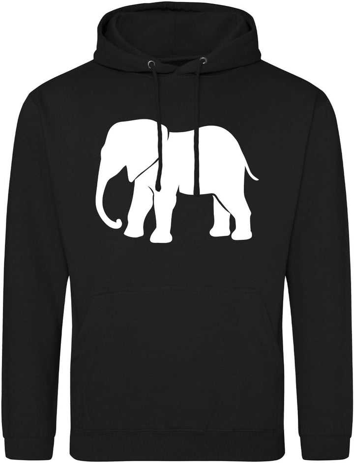 huuraa Unisex Hoodie Elefant Silhouette Pullover Vegan Grösse 3XL mit Motiv für alle Tierfreunde Ges