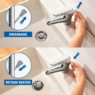 Auralum Wasserhahn Bad mit Zugstange, Einhebel-Waschtischarmatur mit Ablaufgarnitur, Chrom Einhandmi