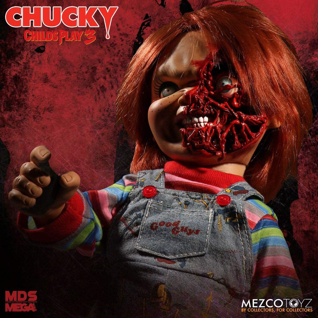 Close Up Child's Play Chucky Puppe 15" Talking Pizza Face Chucky