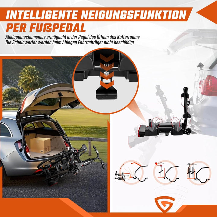 Fahrradträger E-Bike geeignet, Teilweise Vormontage, Diebstahlschutz, für 2 Fahrräder, für Anhängeku