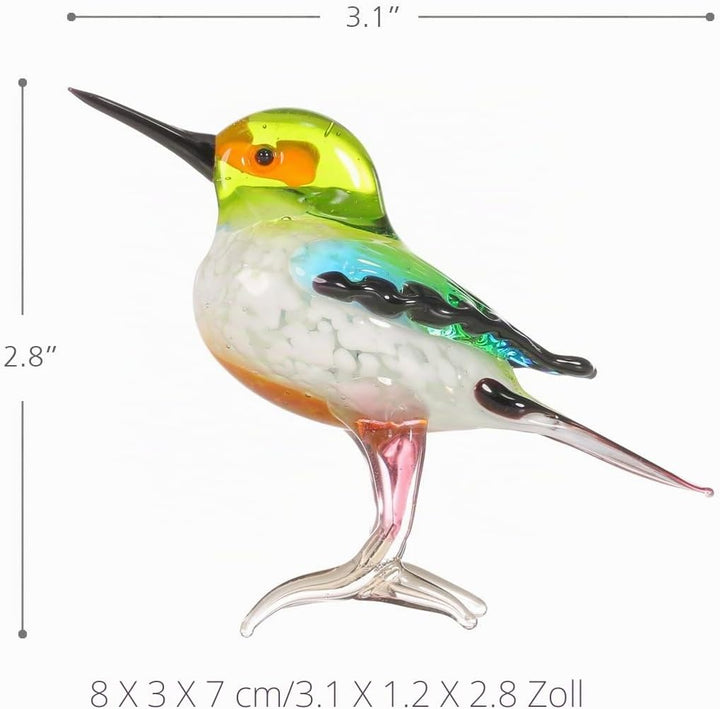 Tooarts Vogelfigur aus Geblasenem Glas,Glasvogel Deko,Bunte Realistische Vogelskulptur,Handgefertigt