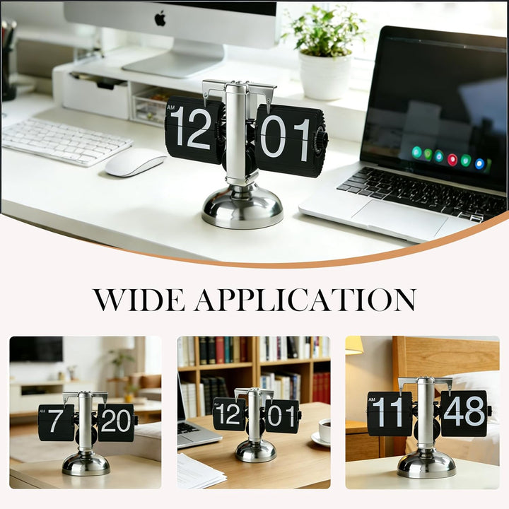 Flip Uhr Retro, Flip Schreibtischuhr, Schreibtischuhr Vintage Design, Automatisches Drehen Retro Dig