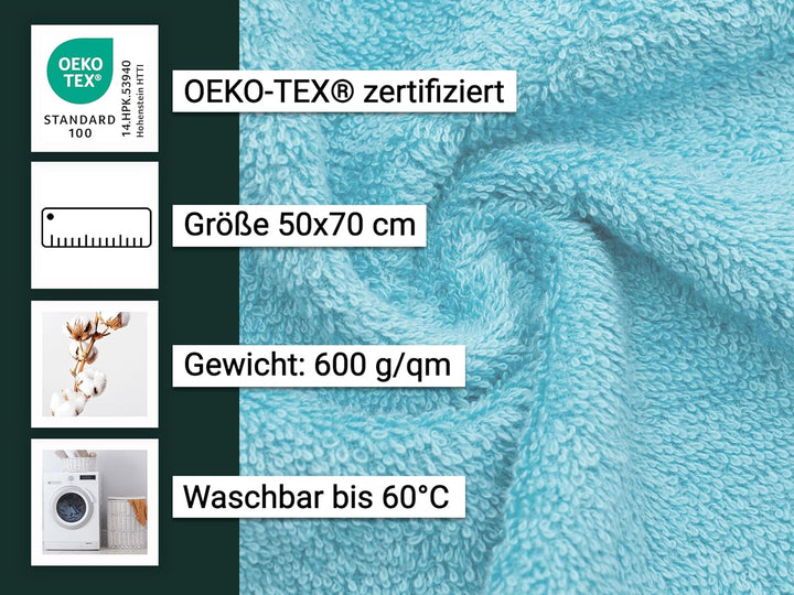 ZOLLNER 2er Set Badematten in 50x70 cm - saugstarke und Flauschige Badvorleger aus Baumwolle - bis 6